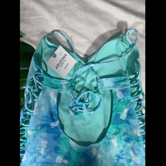 NWT‎ $59 Arizona Jean Co Side Cut Out Pineapple One Piece Swimsuit [ SZ M ] - Picture 9 of 12